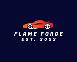 Flaming Sportscar Automobile logo design