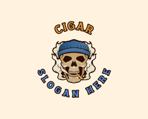 Beanie Skull Smoking logo design