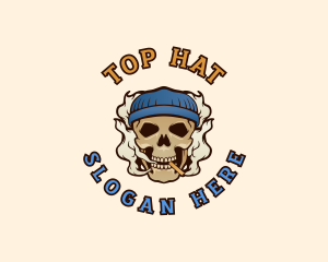 Beanie Skull Smoking logo design