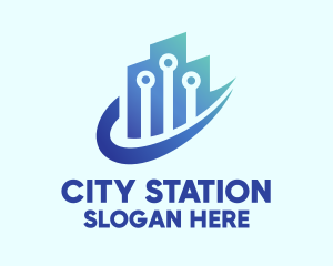 Futuristic Blue City  logo design