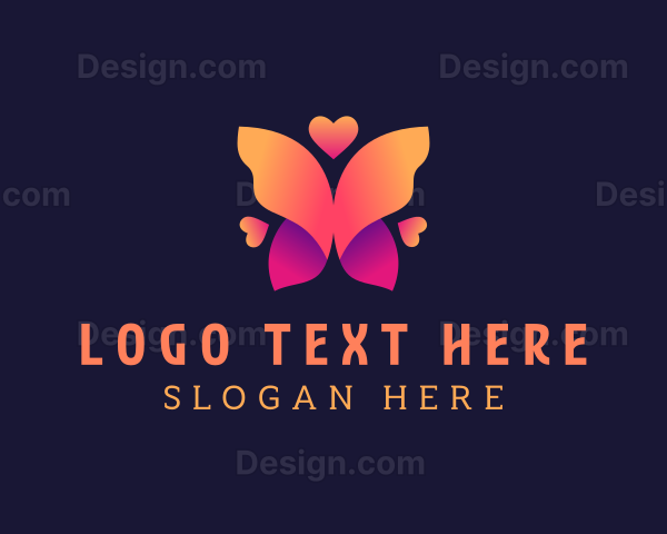 3d Butterfly Wings Heart Logo