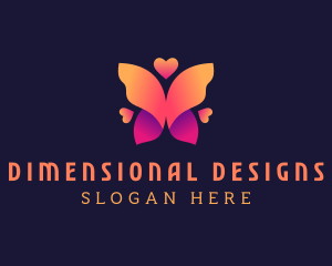 3d Butterfly Wings Heart logo design