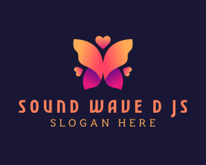 3d Butterfly Wings Heart logo design