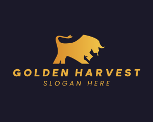 Gradient Golden Bull logo design