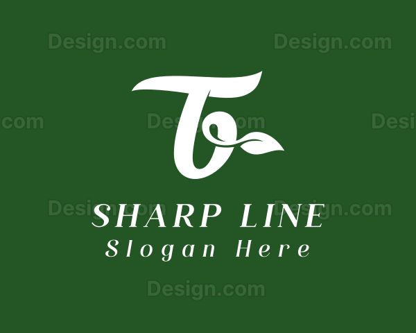 Organic Leaf Letter T Logo