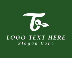 Organic Leaf Letter T logo