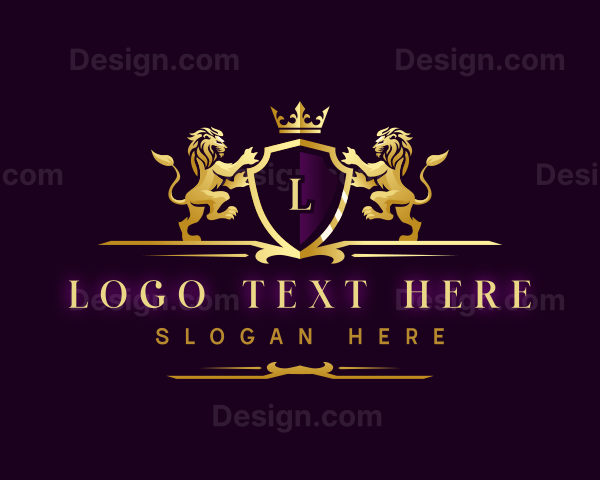 Luxury Lion Crown Crest Logo