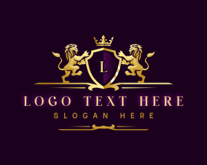 Luxury Lion Crown Crest logo