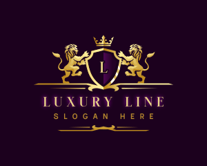 Luxury Lion Crown Crest logo design