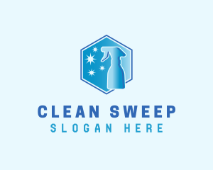 Hexagon Spray Bottle Cleaning logo design