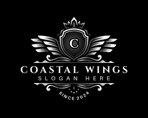 Wing Crown Shield logo design