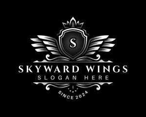 Wing Crown Shield logo design