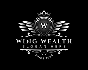 Wing Crown Shield logo design