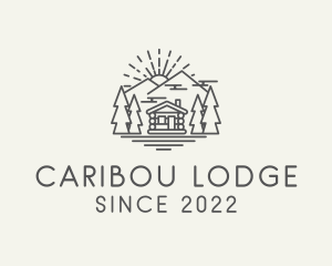 Log Cabin Woodlands Sunrise logo design