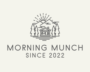 Log Cabin Woodlands Sunrise logo design