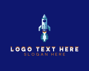 Pixel Rocket Ship logo