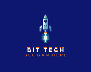 Pixel Rocket Ship logo design