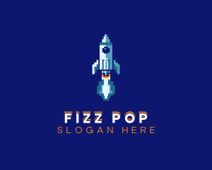 Pixel Rocket Ship logo design