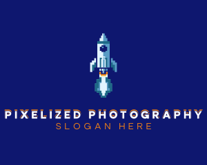 Pixel Rocket Ship logo design