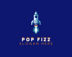 Pixel Rocket Ship logo design