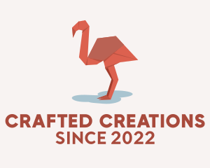 Flamingo Paper Origami  logo design