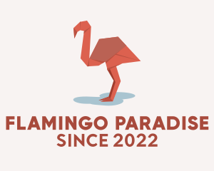 Flamingo Paper Origami  logo design