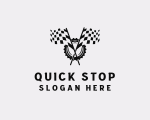 Auto Gear Racing Flag logo design