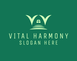 Green Hallway Letter V logo design