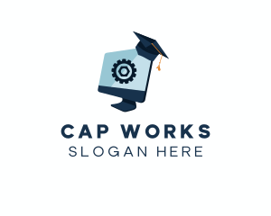 Computer Graduate Cap logo design