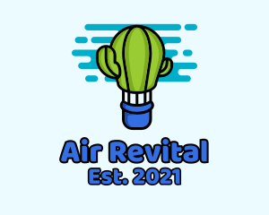 Cactus Hot Air Balloon logo design