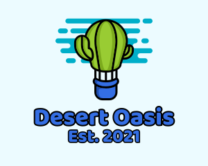 Cactus Hot Air Balloon logo design