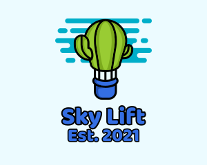 Cactus Hot Air Balloon logo design