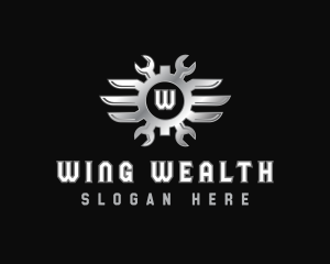 Wrench Wings Mechanical logo design