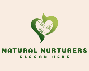 Organic Heart Hand logo design