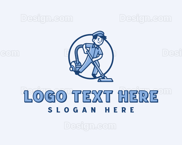 Vacuum Cleaning Janitor Logo