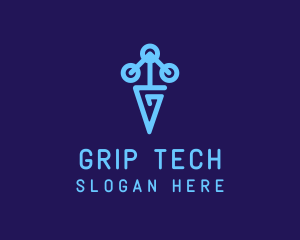 Blue Tech Letter G logo design