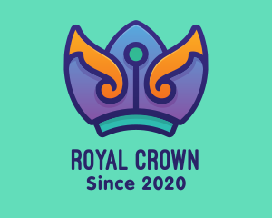 Royal Purple Crown Headdress logo design