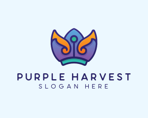 Royal Purple Crown Headdress logo design