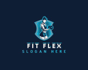 Fitness Workout Dumbbell logo design