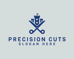 Castle Scissors Barber logo design