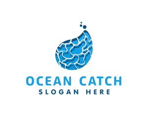 Ocean Water Droplet logo design