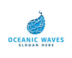 Ocean Water Droplet logo design