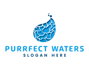 Ocean Water Droplet logo design