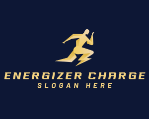 Human Fast Runner Lightning logo design