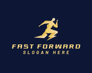 Human Fast Runner Lightning logo design