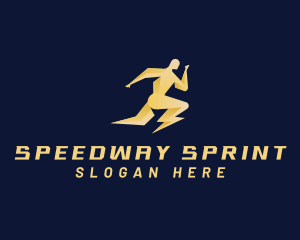 Human Fast Runner Lightning logo design