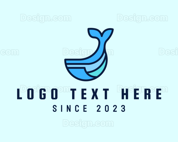 Geometric Whale Animal Logo