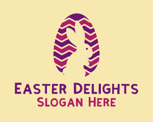 Striped Easter Egg Rabbit  logo design