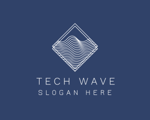 Abstract Tech Wave Lines logo design