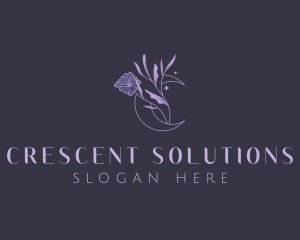 Floral Crescent Moon logo design